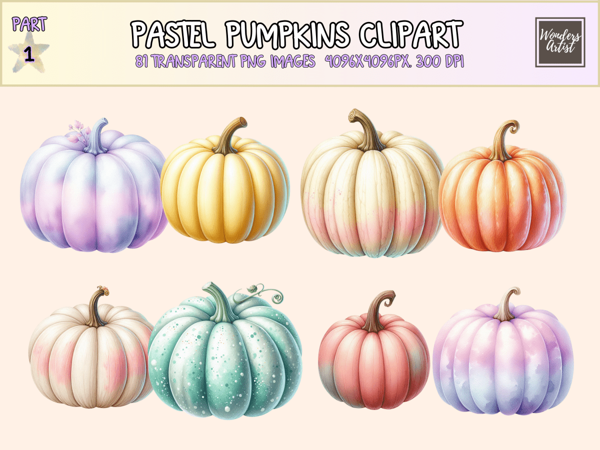 Pastel Pumpkins Clipart All Bundles Clipart Line Art - WondersArtist