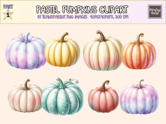 Pastel Pumpkins Clipart All Bundles Clipart Line Art - WondersArtist