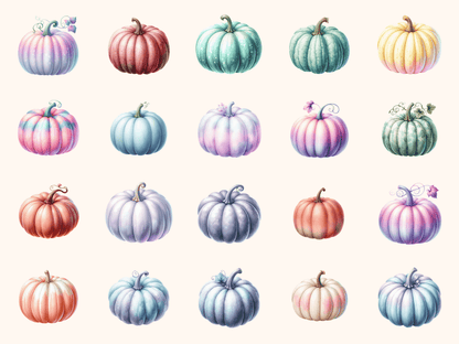 Pastel Pumpkins Clipart All Bundles Clipart Line Art - WondersArtist