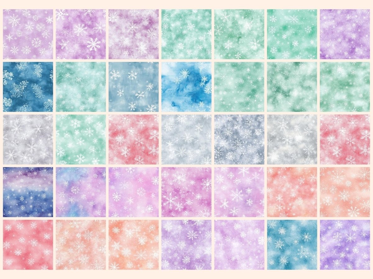 Pastel Snowfall Seamless Digital Paper Frosted Snow Paper - Wonders Artist