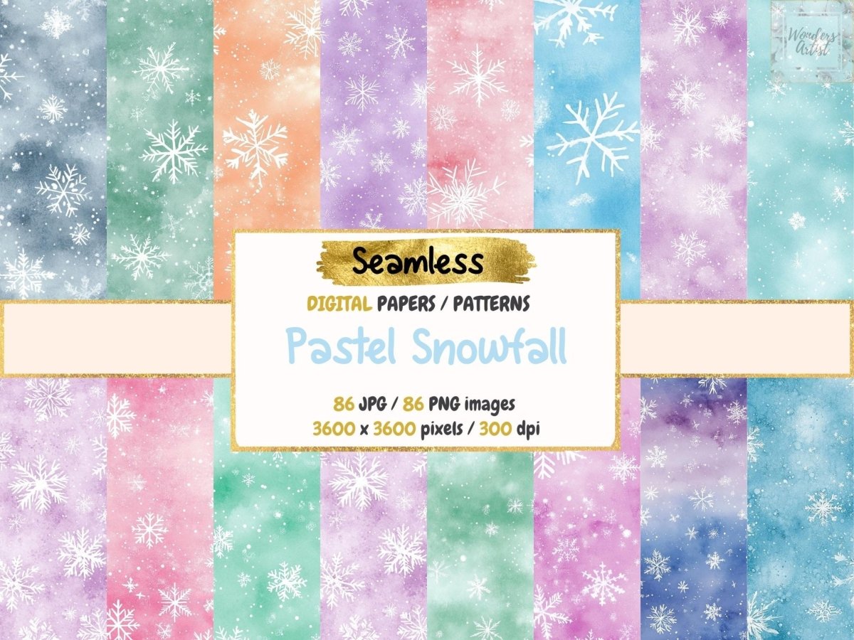 Pastel Snowfall Seamless Digital Paper Frosted Snow Paper - Wonders Artist