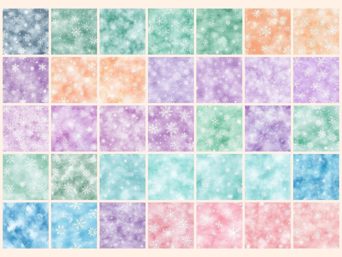 Pastel Snowfall Seamless Digital Paper Frosted Snow Paper - Wonders Artist