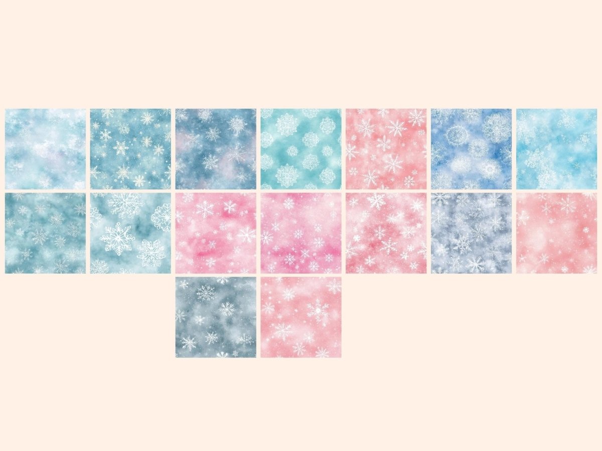 Pastel Snowfall Seamless Digital Paper Frosted Snow Paper - Wonders Artist