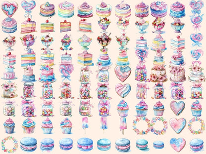 Pastel Sweets Watercolor Clipart Candy Art - Wonders Artist