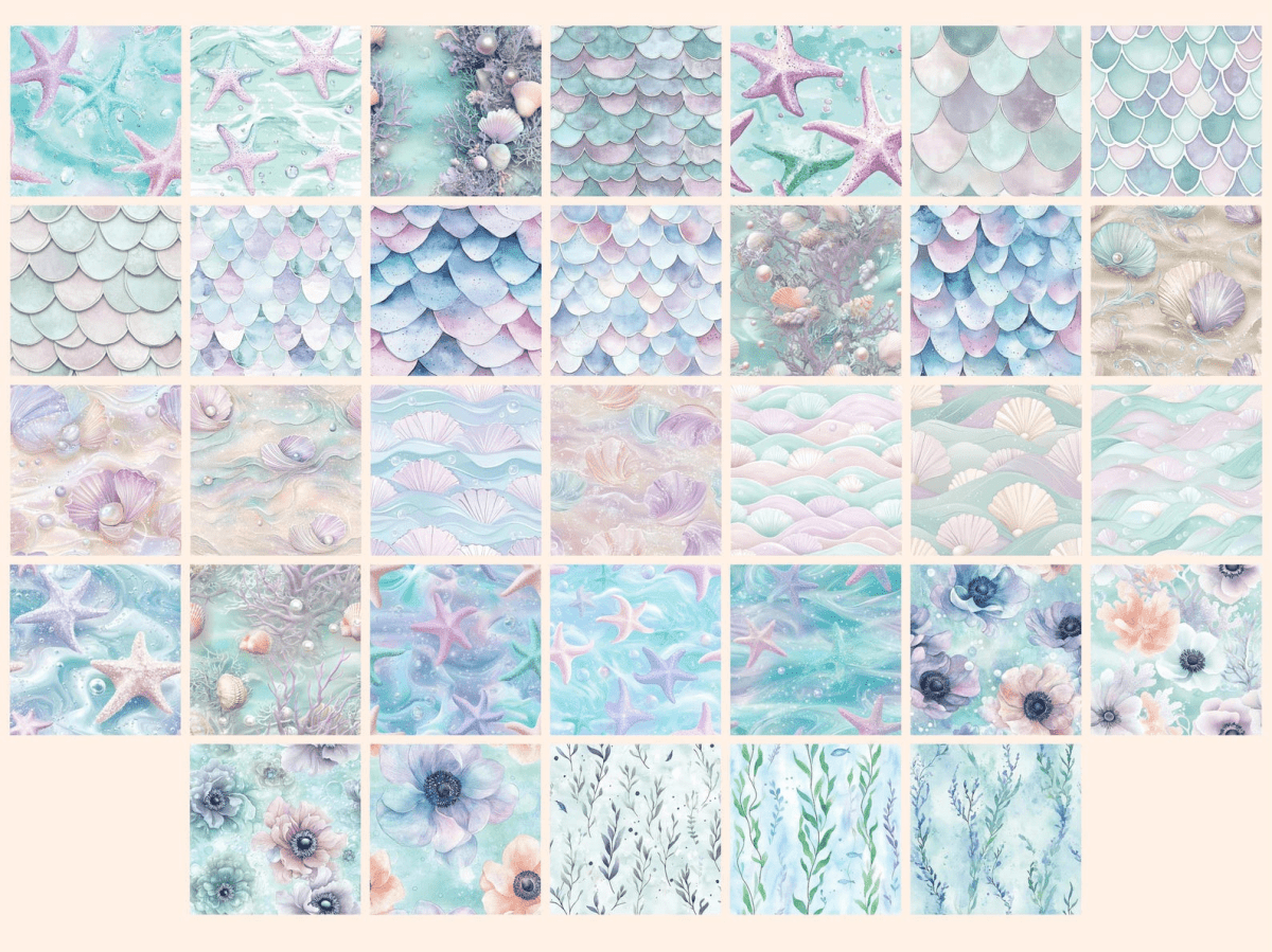 Pastel Undersea 2 Seamless Digital Paper autopost Coral Reef Paper Marine Digital Paper - WondersArtist