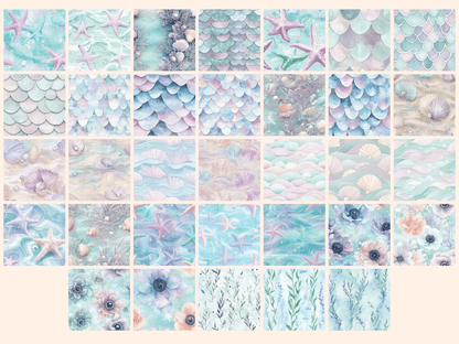 Pastel Undersea 2 Seamless Digital Paper autopost Coral Reef Paper Marine Digital Paper - WondersArtist