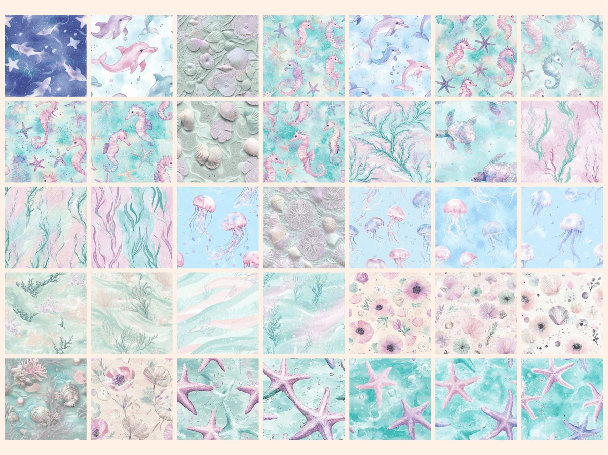 Pastel Undersea 2 Seamless Digital Paper autopost Coral Reef Paper Marine Digital Paper - WondersArtist