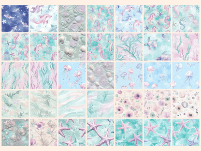 Pastel Undersea 2 Seamless Digital Paper autopost Coral Reef Paper Marine Digital Paper - WondersArtist