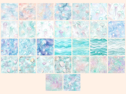 Pastel Undersea #3 Seamless Digital Paper Coral Reef Paper - Wonders Artist