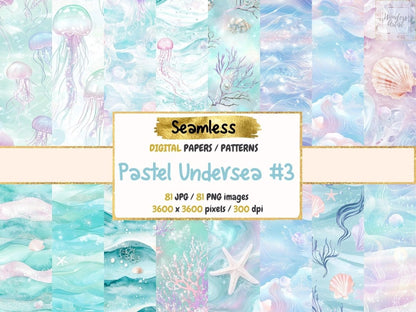 Pastel Undersea #3 Seamless Digital Paper Coral Reef Paper - Wonders Artist