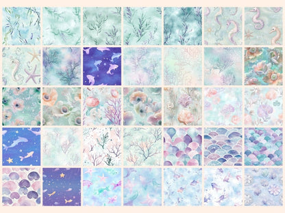 Pastel Undersea Seamless Digital Paper (P1) Coral Reef Paper - Wonders Artist