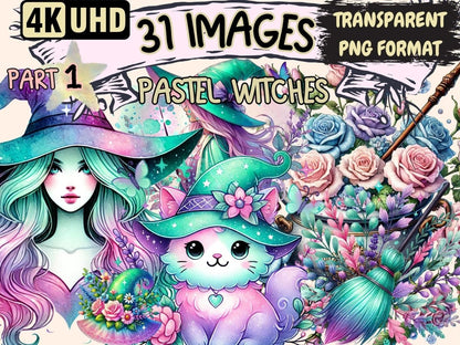 Pastel Witches Clipart fantasy clipart - Wonders Artist