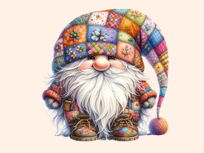 Patchwork Gnomes Clipart cottagecore clipart - Wonders Artist