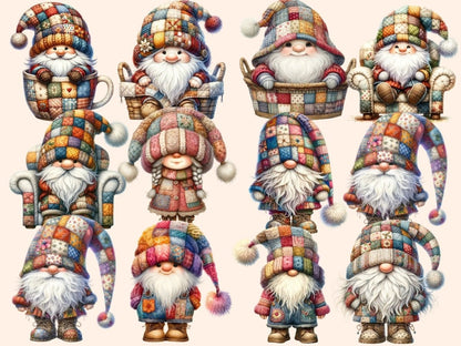 Patchwork Gnomes Clipart cottagecore clipart - Wonders Artist