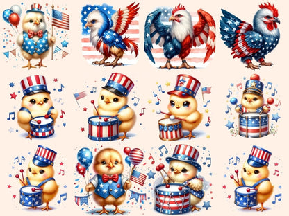 Patriotic Chickens Clipart 4th of july clipart - Wonders Artist
