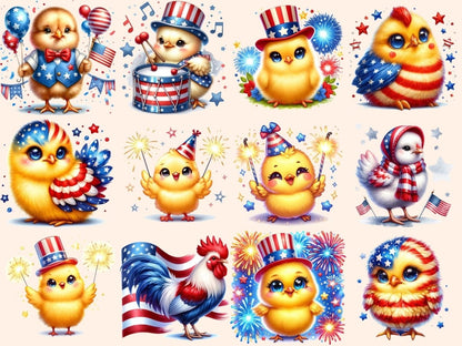 Patriotic Chickens Clipart 4th of july clipart - Wonders Artist