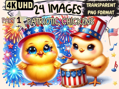 Patriotic Chickens Clipart 4th of july clipart - Wonders Artist