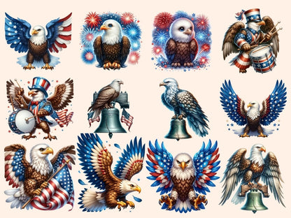 Patriotic Eagles Clipart 4th of July clip art - Wonders Artist
