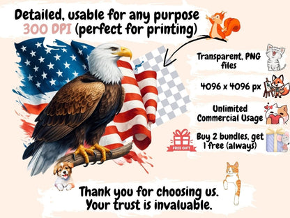Patriotic Eagles (P2) Clipart 4th of july png - Wonders Artist