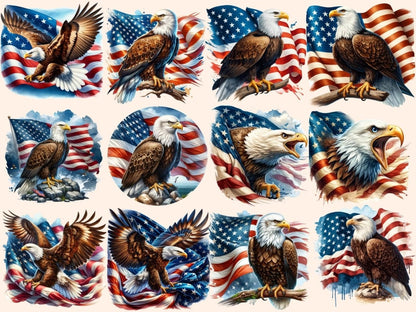 Patriotic Eagles (P2) Clipart 4th of july png - Wonders Artist