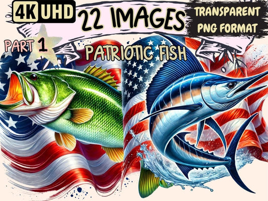 Patriotic Fish Clipart 4th of july clipart - Wonders Artist