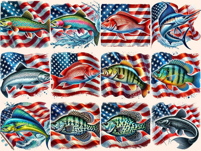 Patriotic Fish Clipart 4th of july clipart - Wonders Artist