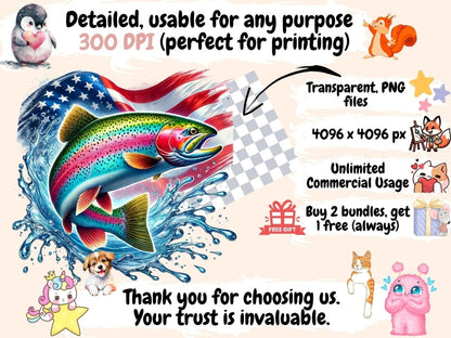 Patriotic Fish Clipart 4th of july clipart - Wonders Artist