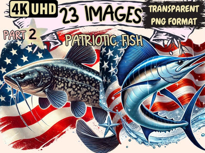 Patriotic Fish (P2) Clipart 4th of july clipart - Wonders Artist