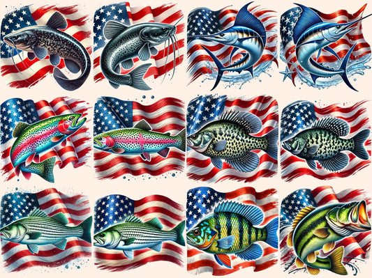 Patriotic Fish (P2) Clipart