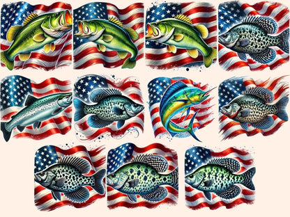 Patriotic Fish (P2) Clipart 4th of july clipart - Wonders Artist