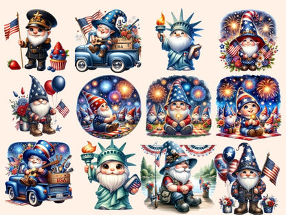 Patriotic Gnomes Clipart 4th of July clip art - Wonders Artist