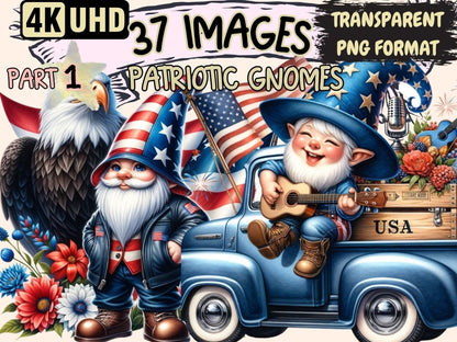 Patriotic Gnomes Clipart 4th of July clip art - Wonders Artist