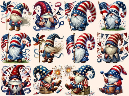 Patriotic Gnomes (P2) Clipart 4th of july gnome - Wonders Artist