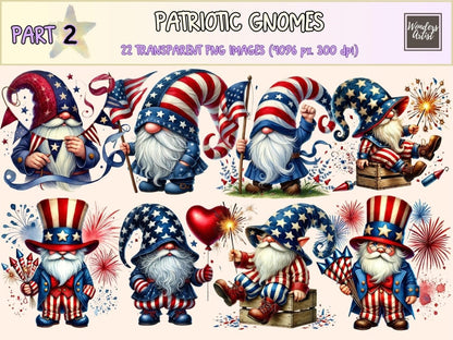 Patriotic Gnomes (P2) Clipart 4th of july gnome - Wonders Artist