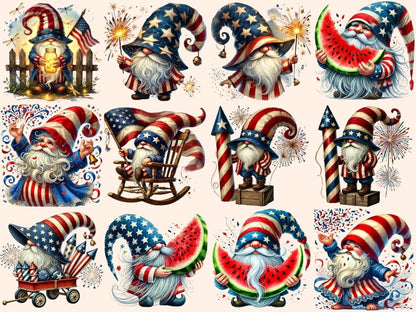 Patriotic Gnomes (P3) Clipart 4th of july gnome - Wonders Artist