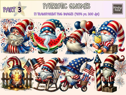 Patriotic Gnomes (P3) Clipart 4th of july gnome - Wonders Artist
