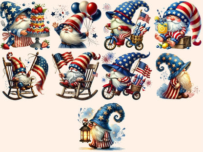 Patriotic Gnomes (P3) Clipart 4th of july gnome - Wonders Artist
