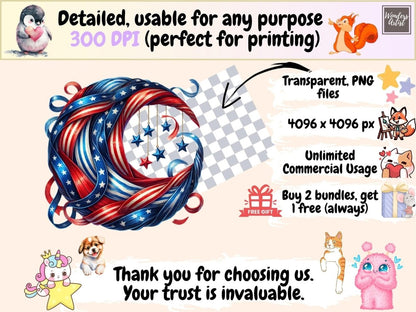 Patriotic Moons (P2) Clipart 4th of july moon - Wonders Artist