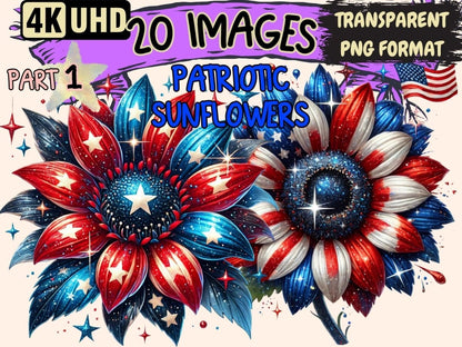 Patriotic Sunflowers Clipart 4th of july clipart - Wonders Artist