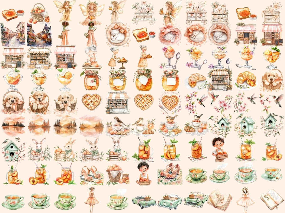 Peach Summer Watercolor Clipart botanical peach png fruity clipart juicy peach clipart - WondersArtist