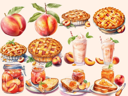 Peaches Watercolor Clipart dessert clipart - Wonders Artist