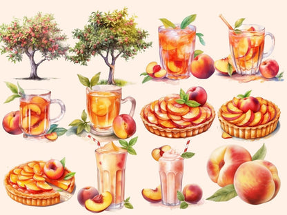 Peaches Watercolor Clipart dessert clipart - Wonders Artist