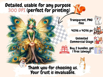 Peacock Fairies Clipart Cute fairy art - Wonders Artist