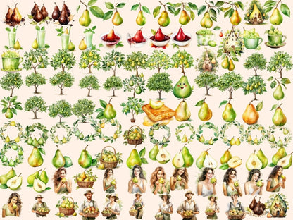 Pears Watercolor Clipart fruit clipart - Wonders Artist
