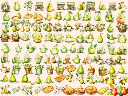 Pears Watercolor Clipart fruit clipart - Wonders Artist