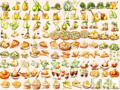 Pears Watercolor Clipart fruit clipart - Wonders Artist