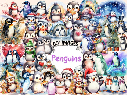 Penguins Watercolor Clipart antarctic clipart - Wonders Artist