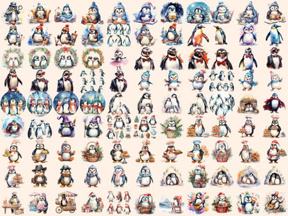 Penguins Watercolor Clipart antarctic clipart - Wonders Artist