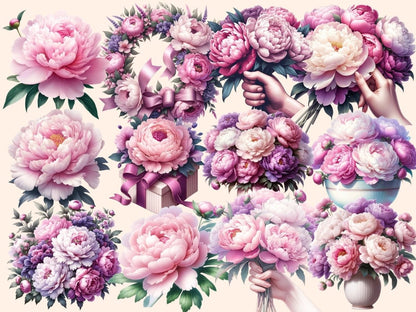 Peonies Clipart floral clipart - Wonders Artist