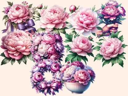 Peonies Clipart floral clipart - Wonders Artist